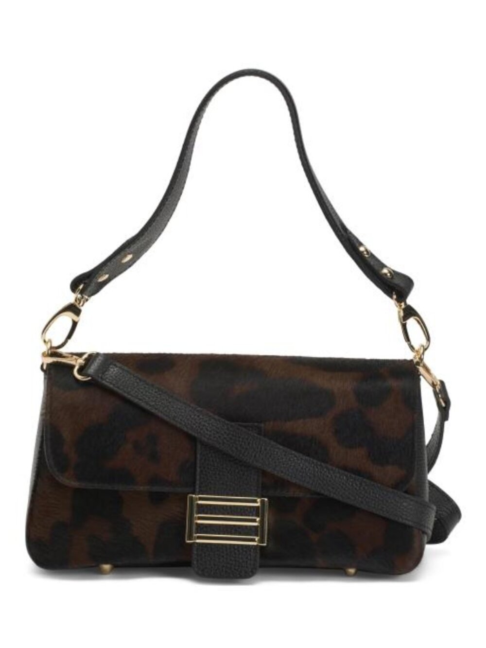 DIVINA FIRENZE Made In Italy Leather Full Baguette Gussets Crossbody